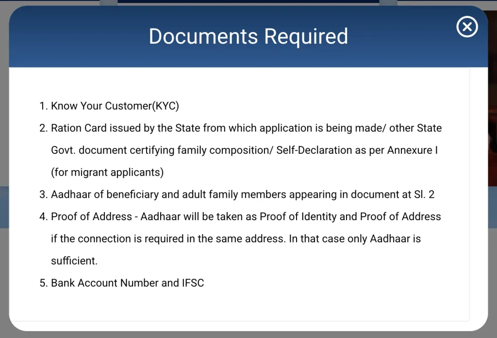 PM Ujjwala Yojana Documents required