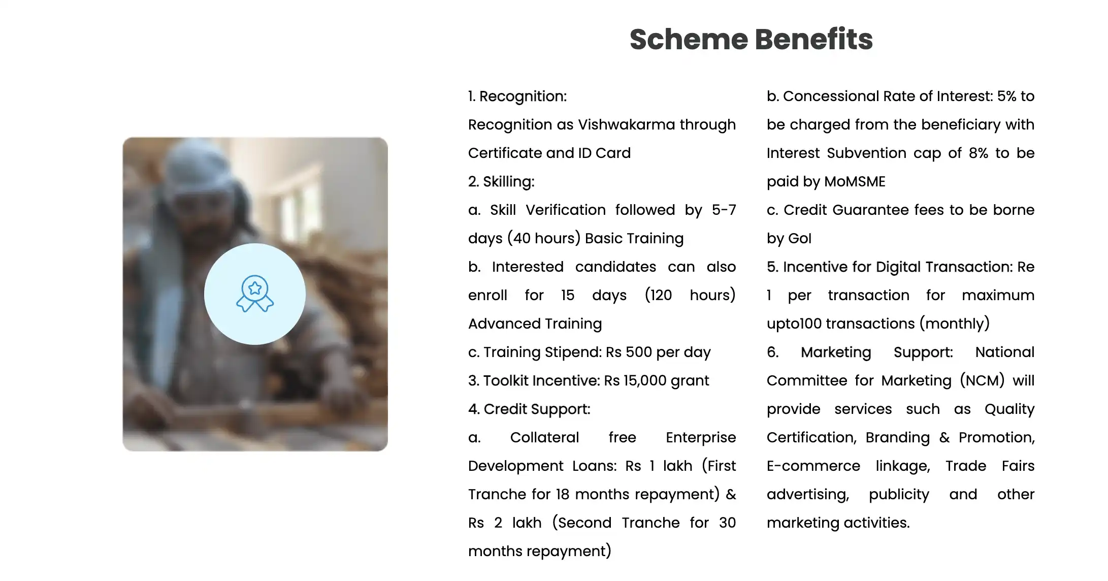 PM Vishwakarma Yojana Benefits