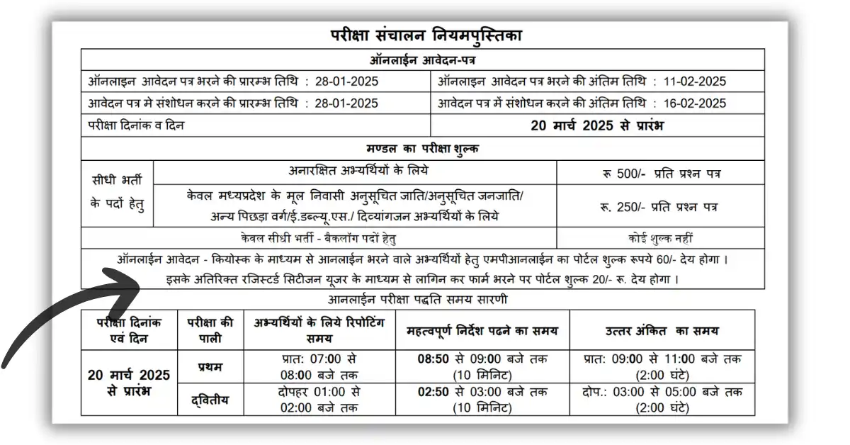 MPESB Teacher Exam 2025 important dates